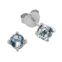 Zeeme Jewelry Ohrschmuck Ohrstecker 925 Sterling Silber Rhodiniert Blautopas