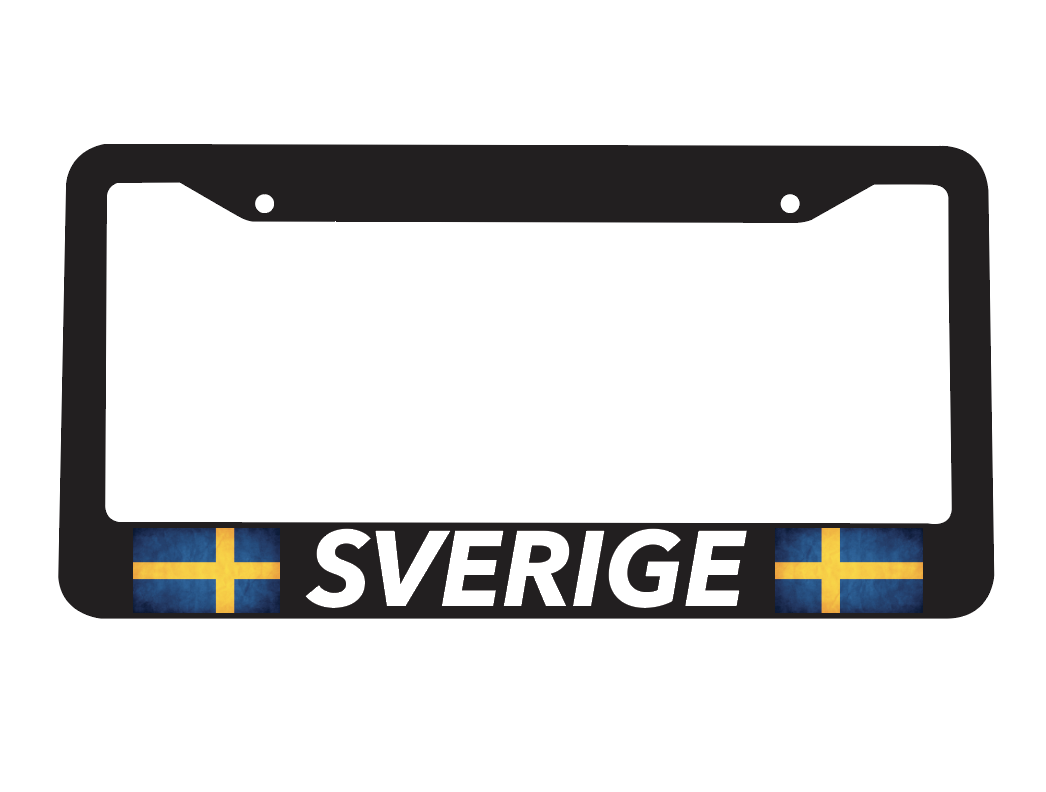 Black Swedish License Plate Frame – Sweden Stockholm Gothenburg Europe Style – New
