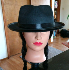 BLACK GANGSTER FEDORA STYLE GATSBY COSTUME HAT