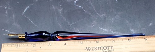 1960's Venetian Murano Glass Dipping Pen Mid Century Calligraphy Gold Foil - Picture 7 of 7
