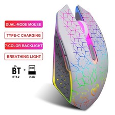 RGB Dual Wireless Gaming Mouse Backlit Rechargeable 1600DPI for Computer Laptop