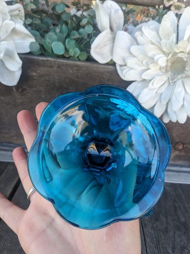 Vintage MCM Epic Blue Handkerchief Pedestal Vase - Picture 5 of 8
