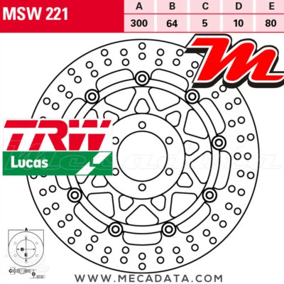 Disque de frein Avant TRW Lucas MSW 221 Yamaha FZS 600 Fazer (RJ02) 2000 - Photo 1/2