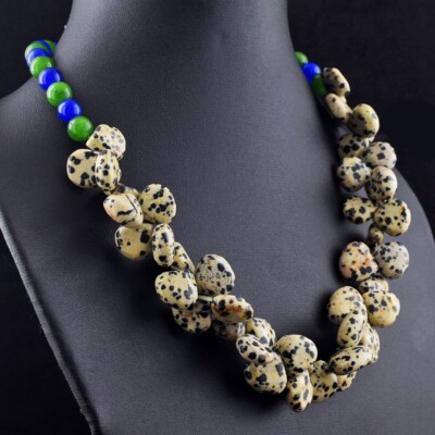 Dalmatiner Jaspis & Onyx Handarbeit Design 527,00 kt Perlenkette VK 17 E583