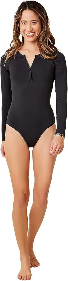 Traje de baño de una pieza negro manga larga 1/4 cremallera talla XS 307055 CARVE Designs para mujer Foto 4 de 4