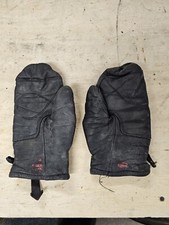 vintage WOLVERINE black Leather MITTENS Winter Snowmobile - Small