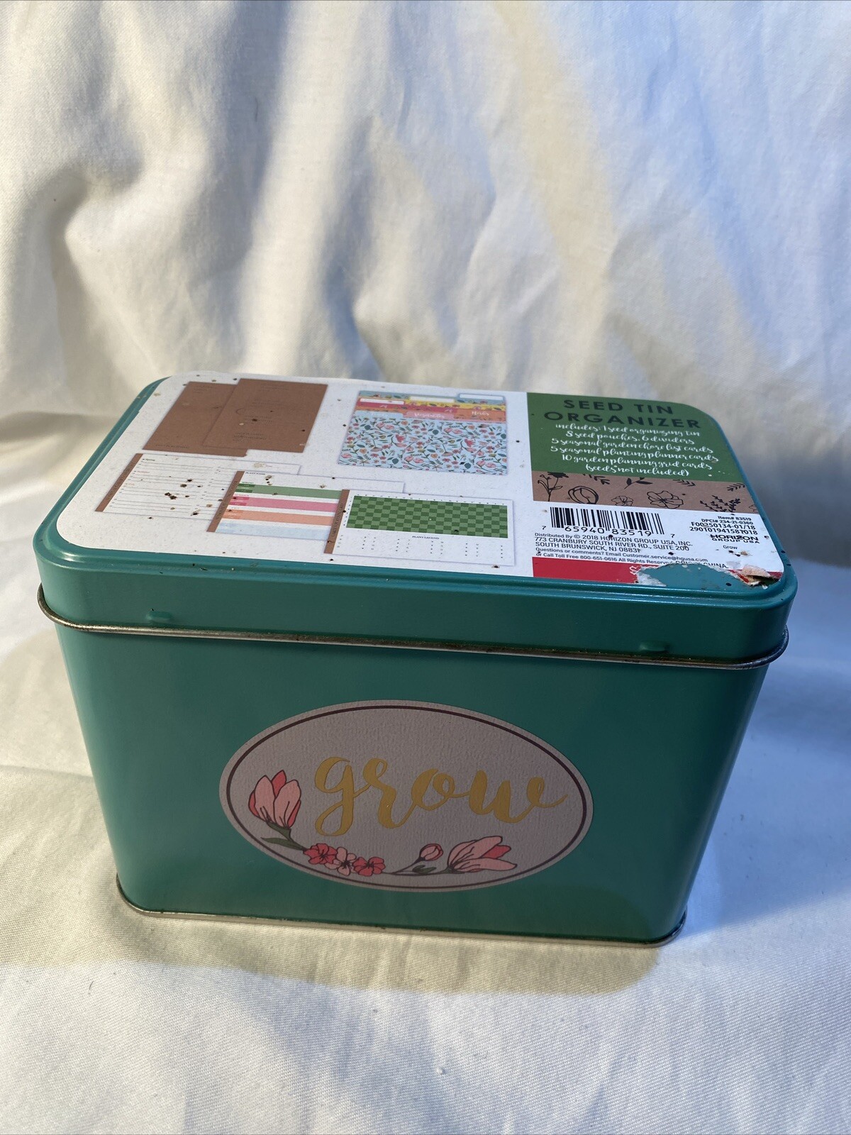 decorative metal garden Seed Tin Organizer box w/ files (new other)