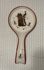 CAT Spoon Rest Prima Design Ceramic Christmas Kitty Cat In Lights With Mice 