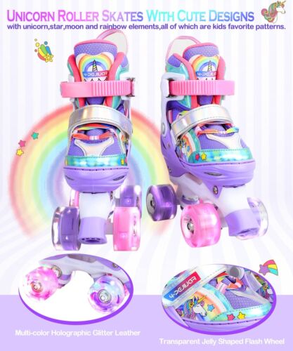 4-Pejiijar Rainbow Unicorn Kids Roller Skates for Girls Toddler Ages 2-4 5-8 ... - Picture 2 of 11