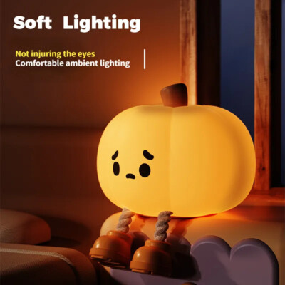 Home Decor Halloween Pumpkin Night Light Cute Soft Silicone Lamp Touch  Dimmable