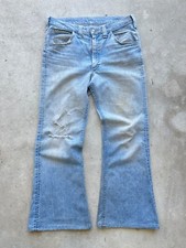 Vintage 1970's LEE Bell Bottom Denim Jeans MENS 34x30 Distressed Faded - USA