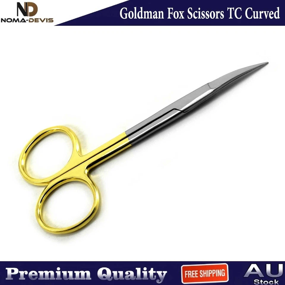 Goldman Fox TC Tijeras Curvas Quirúrgicas Micro Tijeras Punta de Carburo de Tungsteno NUEVO Foto 3 de 4