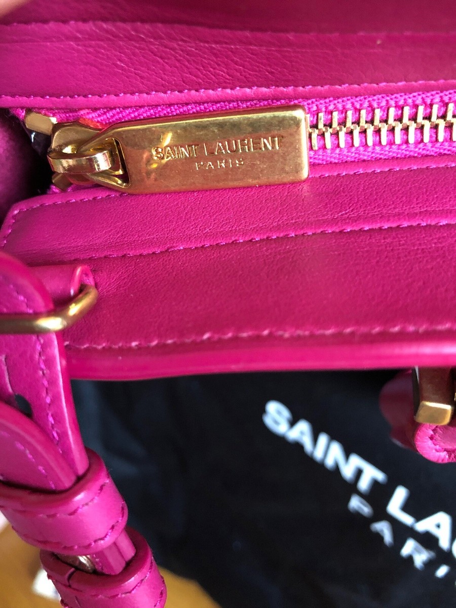 Yves Saint Laurent フリンジバッグ ピンク Authentic Saint Laurent Mini Sac Ligne Y Fuchsia Calf 2WAY