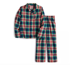 Boys Size 4 Jammies for Families Navy Plaid Notch Flannel 2 pc Pajama Set NWT