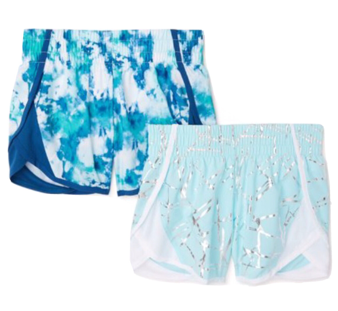 Athletic Works Girls Running Shorts Blue 18 Silver Shimmer Tie Dye
