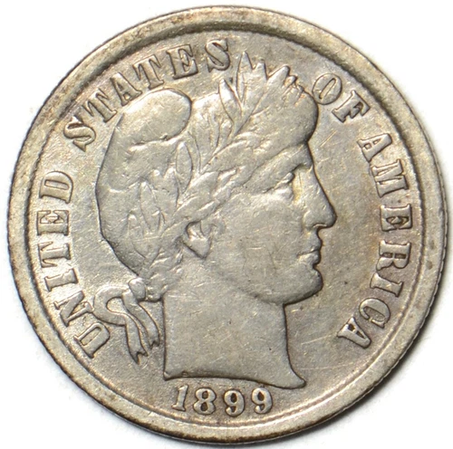 1899 Toning Barber Dime - AU Details