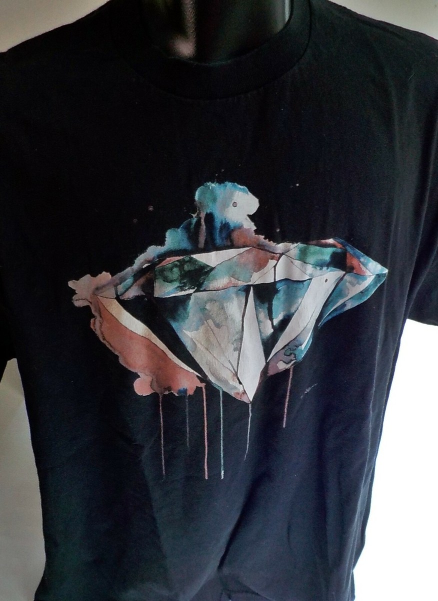 DIAMOND SS Black T Shirt with Pink/Blue/White Diamond on Front SZ