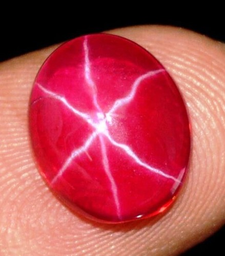 8.90 Cts. Natural Star Red Ruby 6 Rays Oval Cabochon Shape Certified Gemstone - Picture 2 of 4