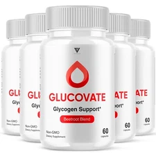 (5 Pack) Glucovate Capsules Gluco Vate Glycogen Support Reviews (300 Capsules)