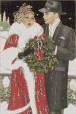 Art Deco Couple w/ Christmas Wreath Counted Cross Stitch Chart No. 1-63 