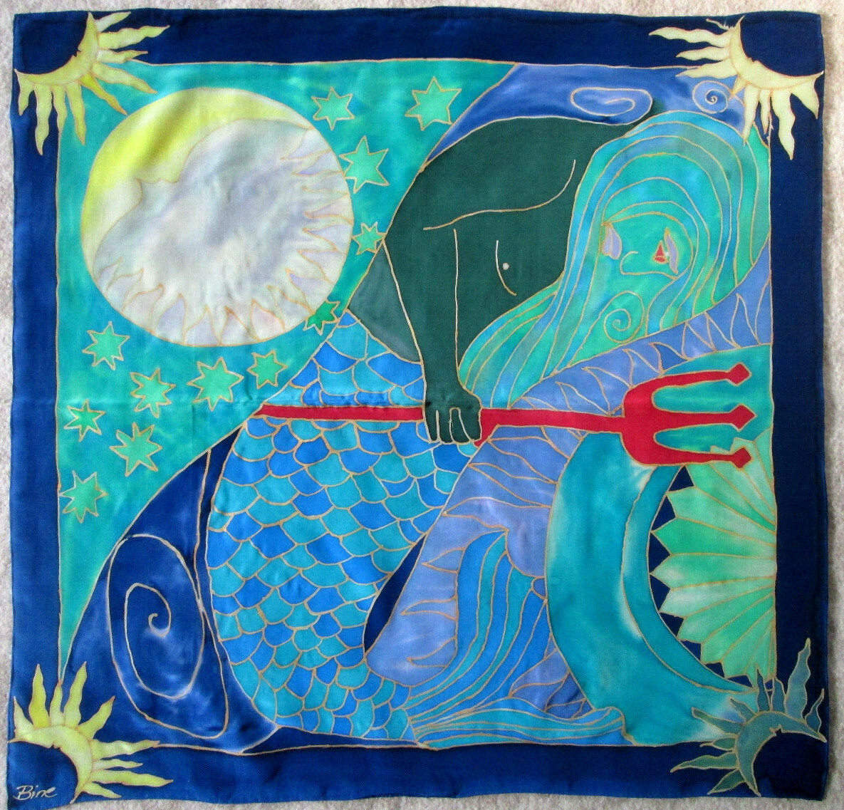Foulard En Soie Vintage - Dimensions 85x87 Cm, Couleur Ivoire Bord Noir, Occasion