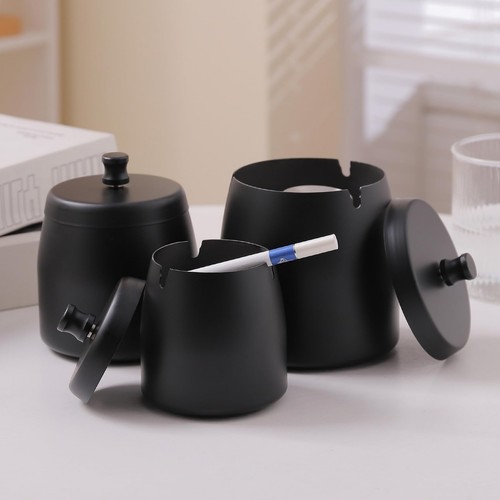 Ashtray with Lid for Cigarette Stainless Steel Smokeless Odorless Windproof A... - Bild 7 von 7