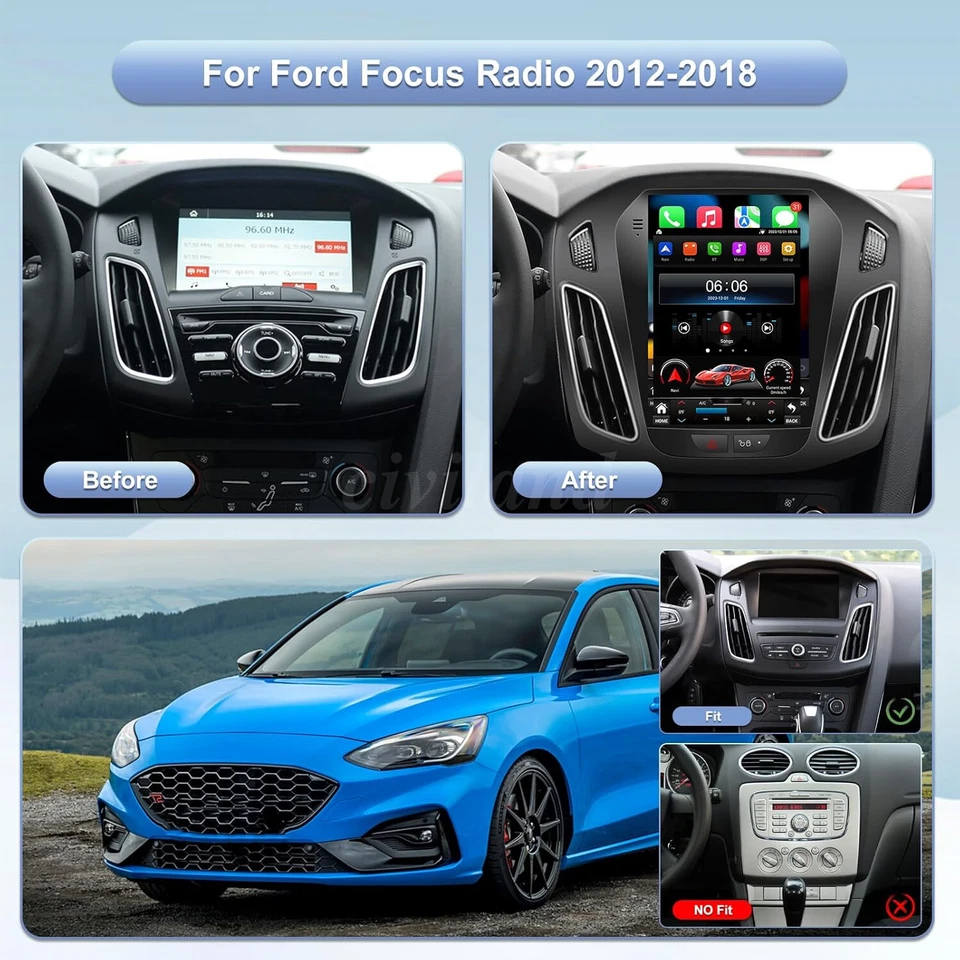 For Ford Focus 2012-2018 Apple Carplay Android 14 Car Stereo Radio GPS Navi WIFI - Изображение 3 из 4