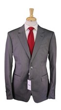 Moschino Mens Black Silver Gray Tic Woven 2-Btn Cotton Suit Eu 56 - 46R