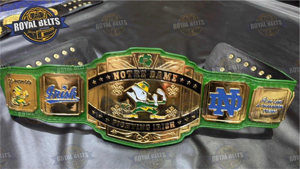 Cinturón título campeonato irlandés de lucha Notre Dame tamaño adulto enchapado en latón Foto 4 de 4