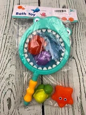 7Pcs Shark Toss and Catch Net with Ball Bath Toy Set Shark Beach Ball Nets Patch