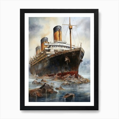Titanic Schiff Bogen Illustration 1 Kunst gerahmt Wandbild Poster Leinwanddruck Bild