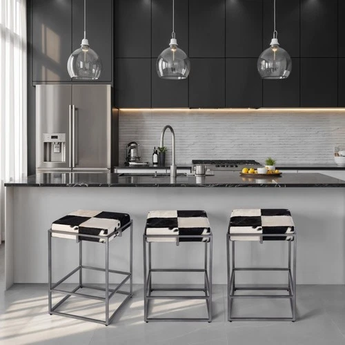 Butler Specialty Company Stinson 26.5" Hair on Hide Counter Stool - Black-White - Picture 2 of 7