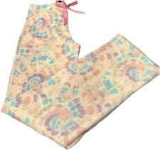 Women's Size Large Bobbie Brooks Pajama Pants Colorful Tie Dye Pastels Plush EUC