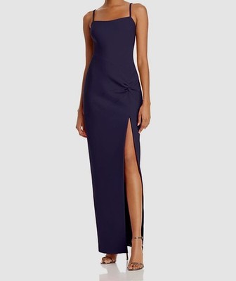Likely Women's Blue Sleeveless Twist Front Kiara Column Gown Dress Size 0