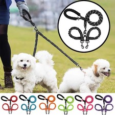 Heavy Duty Double Dog Leash With Shock Absorbing Bungee No Tangle Design