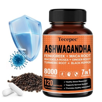 Ashwagandha 7 IN 1 Supplement,1220 Capsules x 5 Bottles,Sleep,Nerve,Mood,Energy