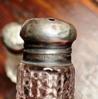 Vintage Glass Salt & Pepper Shakers Sterling Silver Tops Mini 2.4" Cut Glass — photo 5