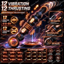 Rechargeable Thrusting Prostate Massager with Vibration, Silicone Personal Massa