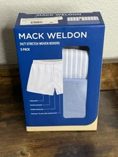 Mack Weldon 2-Pack Large 24/7 Stretch Woven Boxers Blue Stripe / Dean Blue