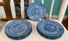 4 Stangl Pottery Town and Country Blue Sponge Luncheon/Salad Plates 8 3/8”