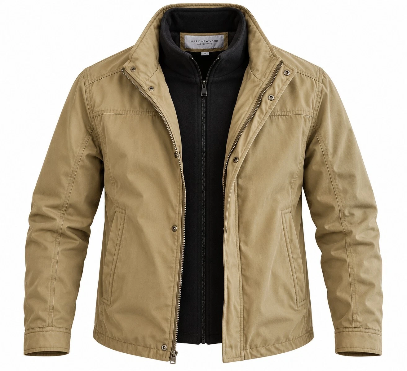 Marc New York Andrew Marc Mens XL Khaki Field Jacket Zip In Liner Utility image 1