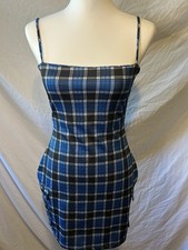 Women’s Windsor Black And Blue Plaid Dress With Pockets Size Medium