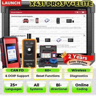 LAUNCH X431 PRO3S+ ELITE PRO5 Car Truck Diagnostic Tool ECU J2534 Programming