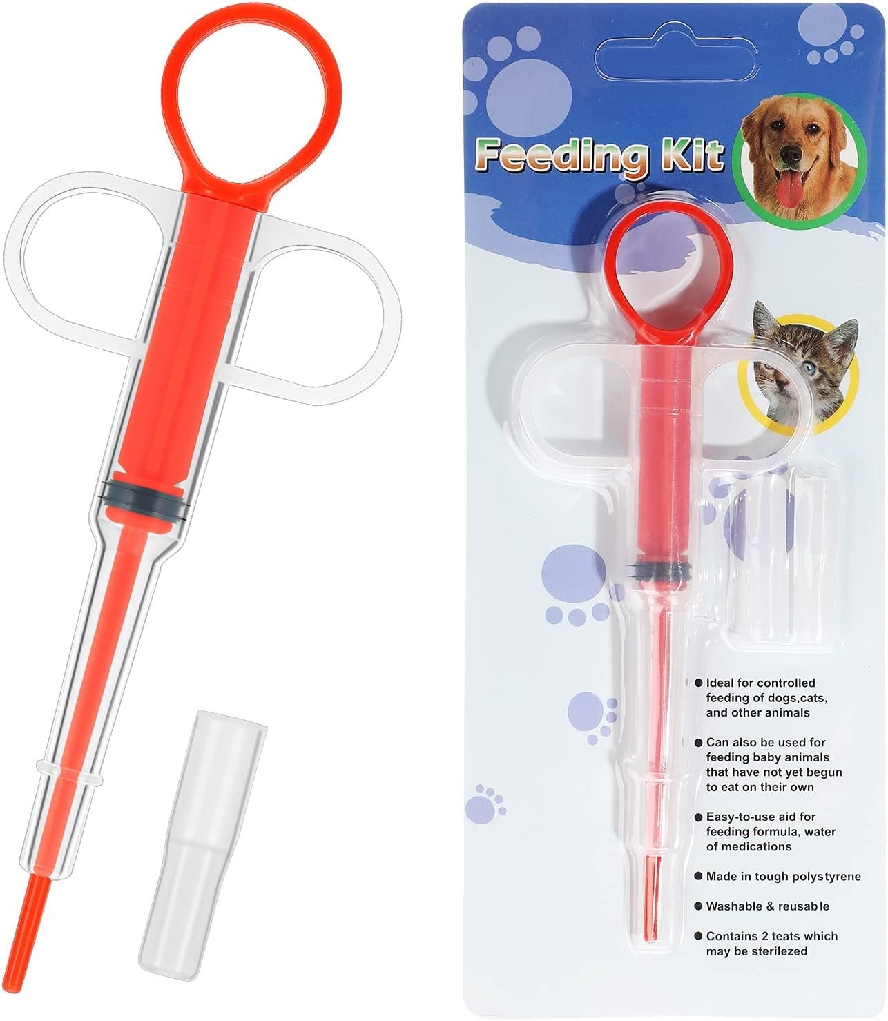 2 Pieces Pet Pill Plunger Popper for Small Cats Dogs Pill Gun Dispenser Shooter