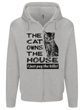 The Cat Owns the House Funny Kitten Mens Zip Up Hoodie