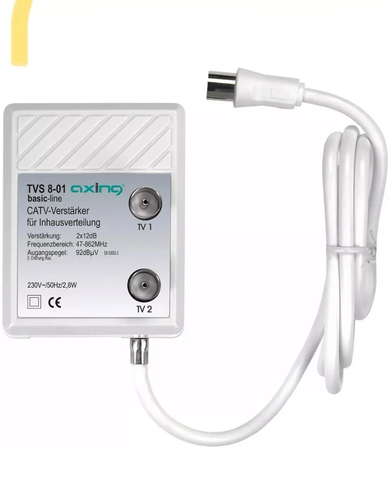 Axing TVS 8-01 Breitbandverstärker mit 2 Ausgängen (2 x 12 dB) für DTT und FM od - Bild 2 von 2