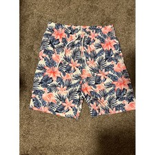 Caribbean Joe Mens Flamingo Floral Swim Trunks Shorts Beach Vacation Size M