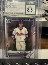 2021 Bowman Chrome Prospects Nick Maton 1st Bowman CSG 8.5 NM/Mint+