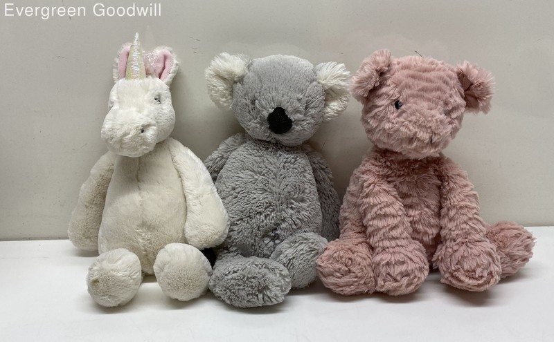Lot of 3 Jellycat Stuffed Animals Bashful Unicorn, Koala, & Pig