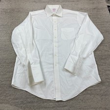 VTG Brooks Brothers Oxford Button Shirt 16.5 - 34 White OCBD French Flip Cuff